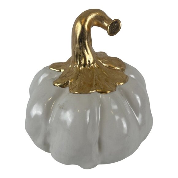 STUDIO B by MAGENTA Gold White PUMPKIN Ceramic Handmade Thanksgiving Halloween - Picture 11 of 11
